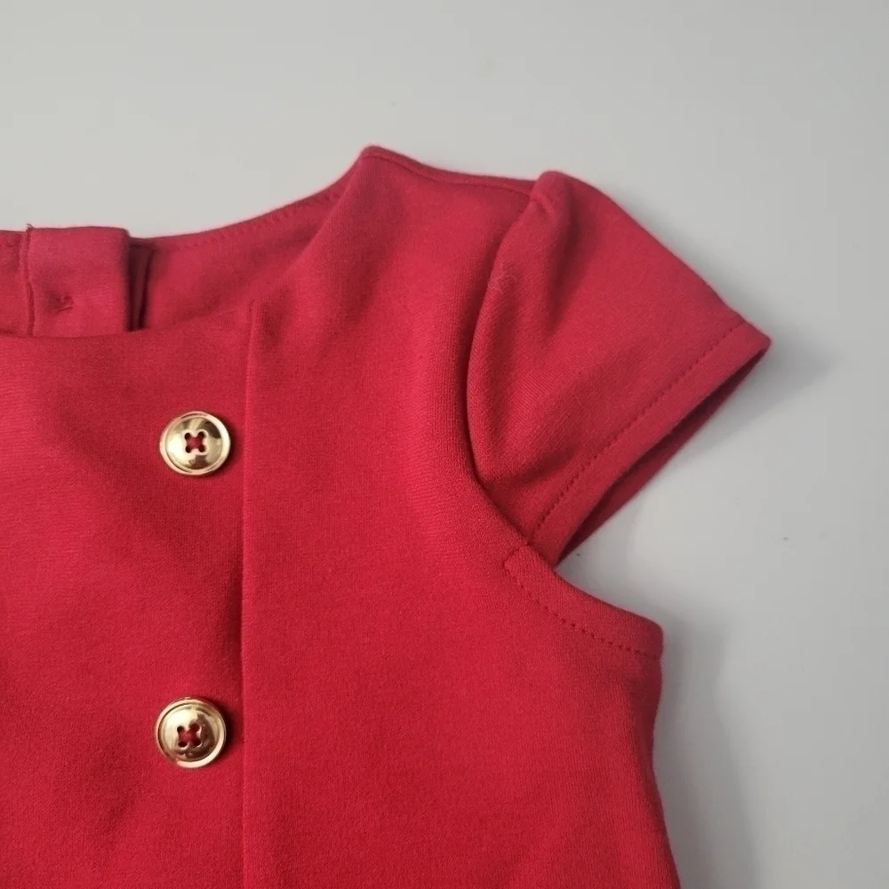 Gymboree Red Bow Button Detail Holiday Dress